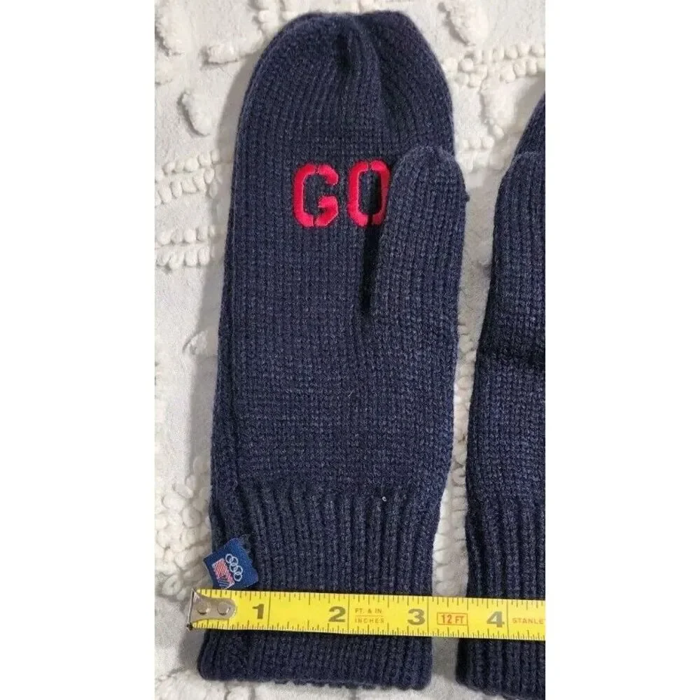 Team USA Mittens Adult One Size Olympics Navy Blue Cable Knit Soft Winter Gloves